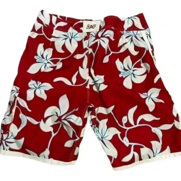 Abercrombie & Fitch Men’s Swim Trunks 34 Boardshorts Red White - Picture 3 of 6